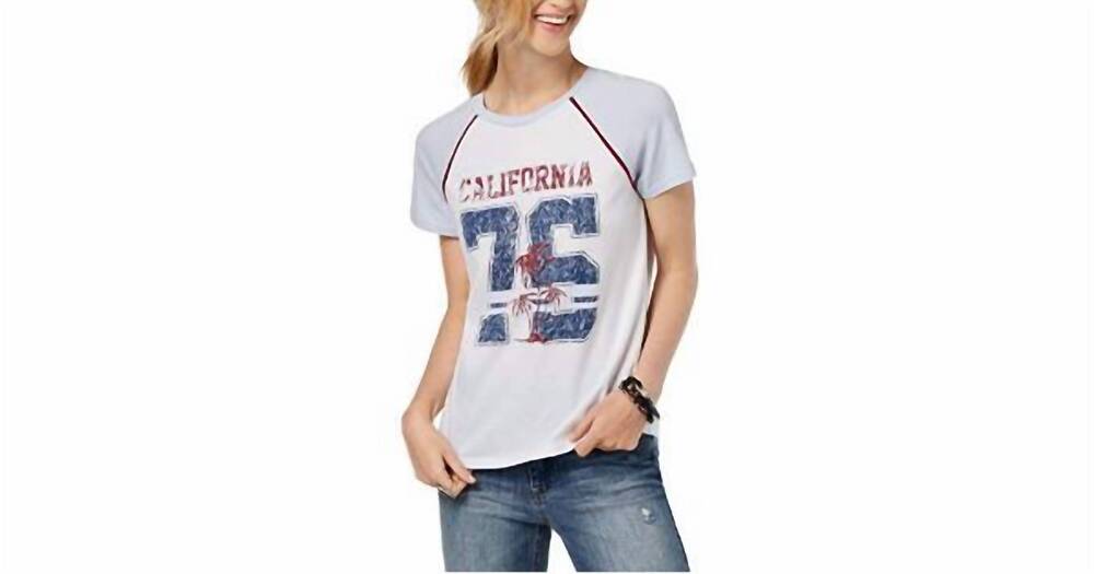 NEW REBELLIOUS ONE juniors cotton california graphic t-shirt in white